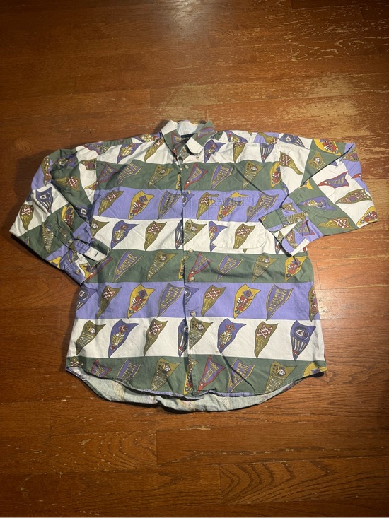 Other - Vintage Flag AOP Graphic Button Down Long Sleeve